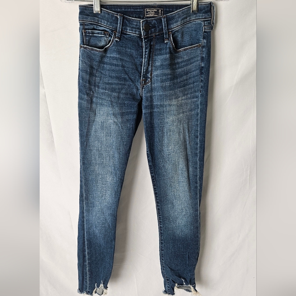 Abercrombie & Fitch Mid Rise Super Skinny Ankle Blue Jeans